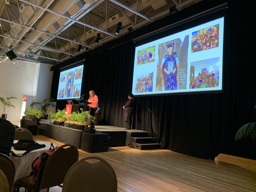 Mother, Tammy, address the Shift Aotearoa conference.