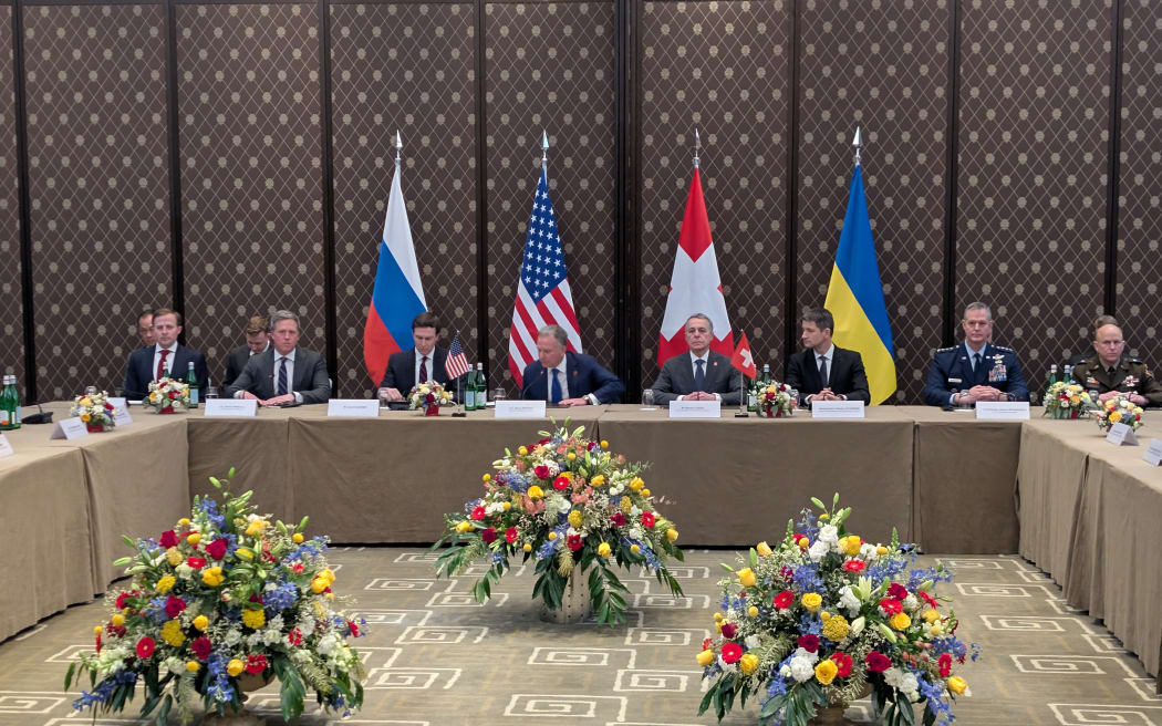 This handout photograph taken and released by the National Security and Defense Council of Ukraine (NSDC) press office on February 17, 2026, shows the US delegation waiting for the start of a meeting on the first day of the third round of trilateral talks between delegates from Russia, Ukraine, and the US in Geneva, amid the Russian invasion of Ukraine. (Photo by Handout / National Security and Defense Council of Ukraine / AFP) / XGTY / RESTRICTED TO EDITORIAL USE - MANDATORY CREDIT "AFP PHOTO /NATIONAL SECURITY AND DEFENSE COUNCIL OF UKRAINE" - NO MARKETING NO ADVERTISING CAMPAIGNS - DISTRIBUTED AS A SERVICE TO CLIENTS