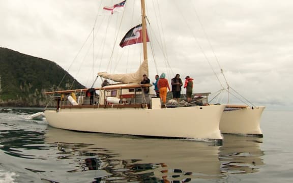 Iwi members travelled to the island, about 20km off Northland’s Tūtūkākā Coast, by waka hourua.