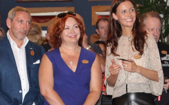 Marina Nevskaya, centre, has been photographed in New Zealand a number of times. Here she is with Mikhail Khimich and Khimich's girlfriend Maria Dzidirava.