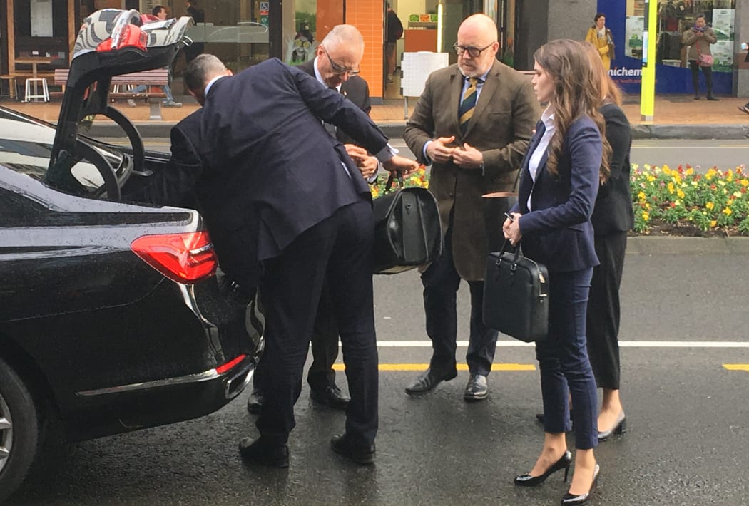 Elizabeth Dotcom with lawyers for Kim Dotcom and his former Megaupload colleagues outside NZ's Supreme Court in Wellington.