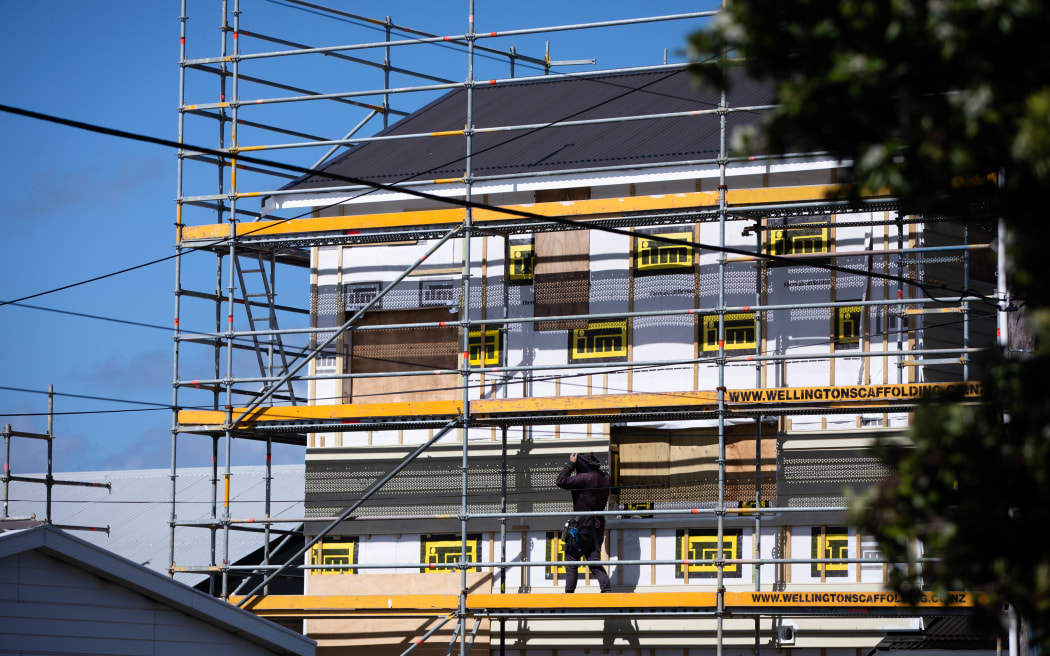 An apartment building under construction in Wellington