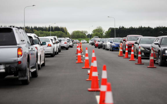 The Orchard Road testing site in Christchurch was busy after a case was announced in the city.