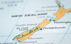 World map with the country of New Zealand in focus
