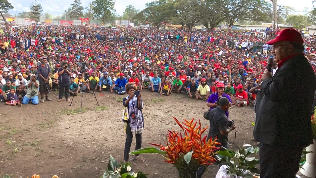 Papua New Guinea prime minister Peter O'Neill campaigns in Goroka.
