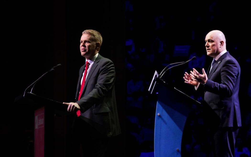 Labour leader Chris Hipkins and National leader Christopher Luxon kick of their election campaigns.