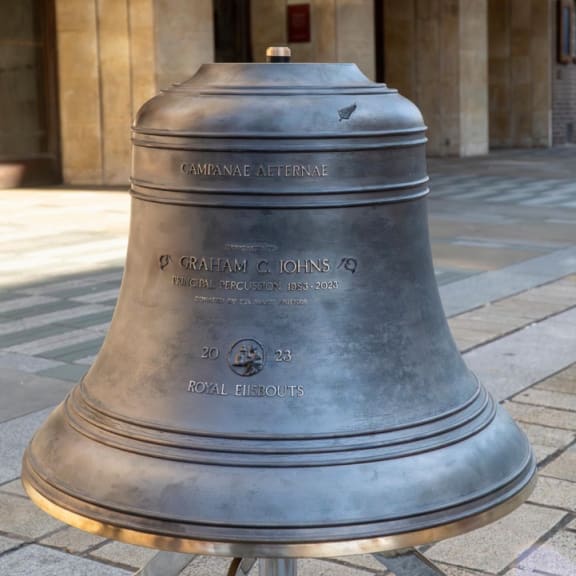 Orchestral bell made for the occasion of Percussion Section Leader Graham Johns' retirement from the Royal Philharmonic Orchestra.