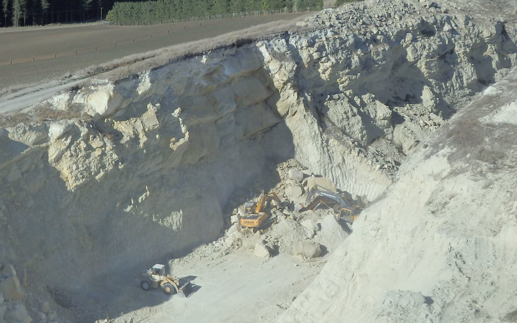The Pyramid Valley quarry where a digger driver was buried in a rock slide.