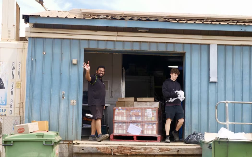 A truck of supplies arrives in Onslow ahead of the cyclone.