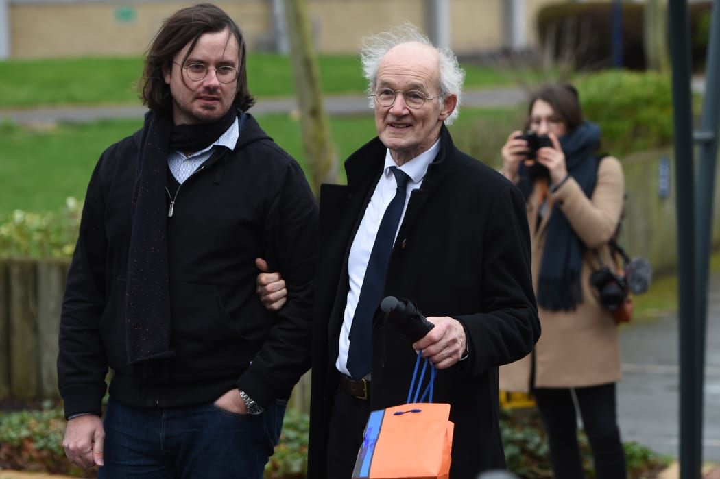 Julian Assange's brother and father - Gabriel and John Shipton - arrive at court.