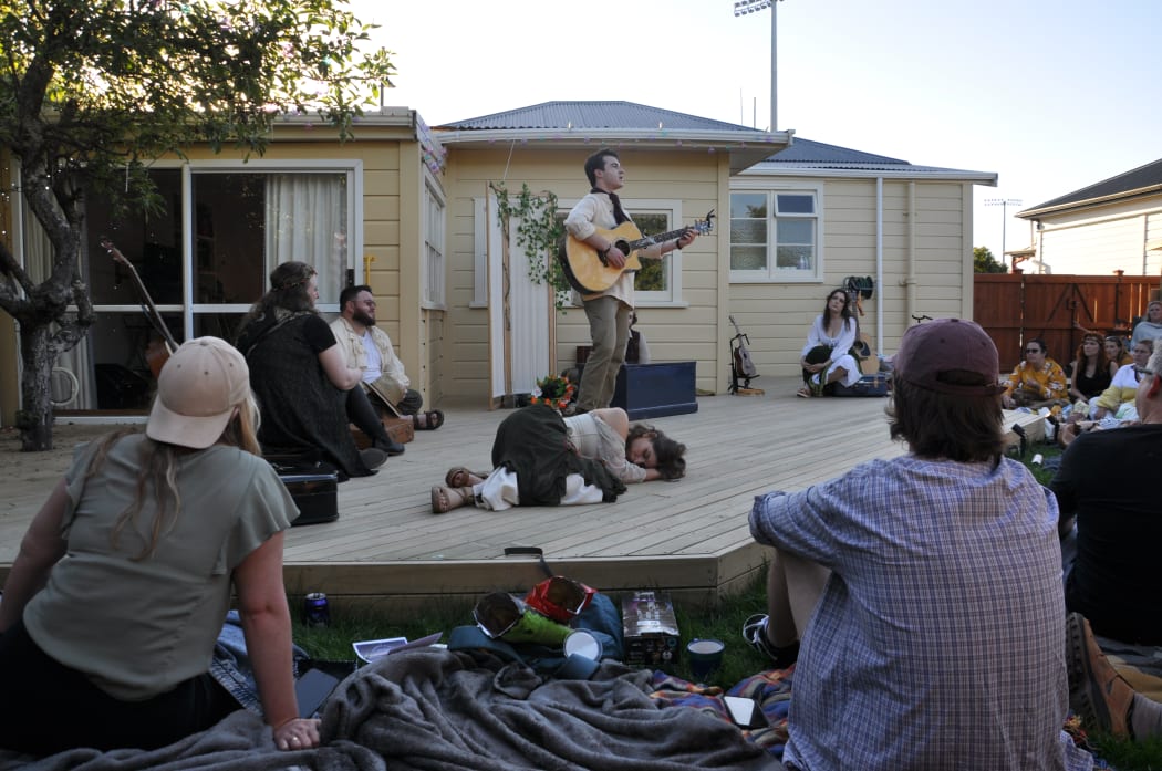 A Midsummer Night’s Dream being performed at a backyard show in Nelson.