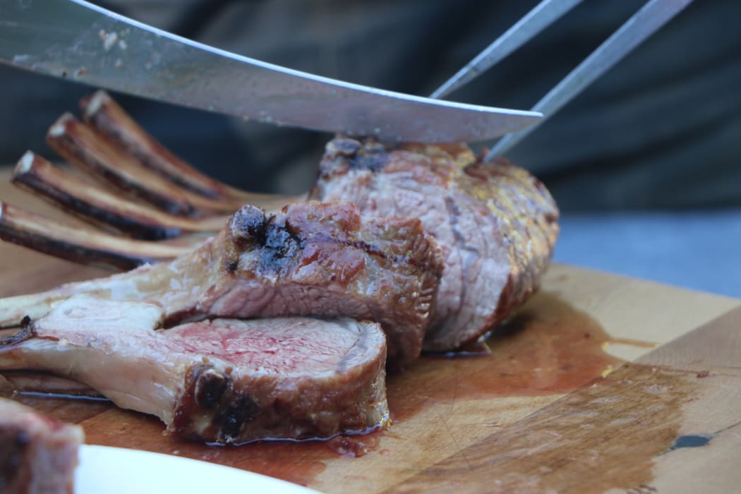 Wagyu-style lamb being cooked