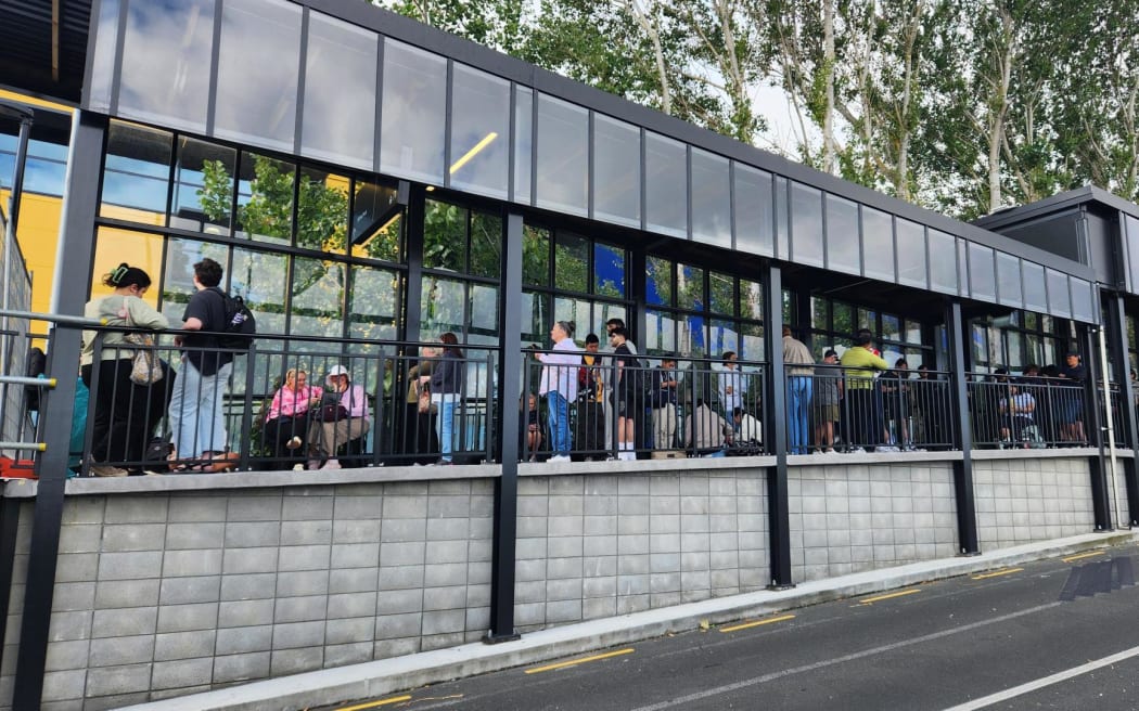 Lines are forming outside IKEA in Auckland's Sylvia Park as the carpark officially opens on 4 December 2025.