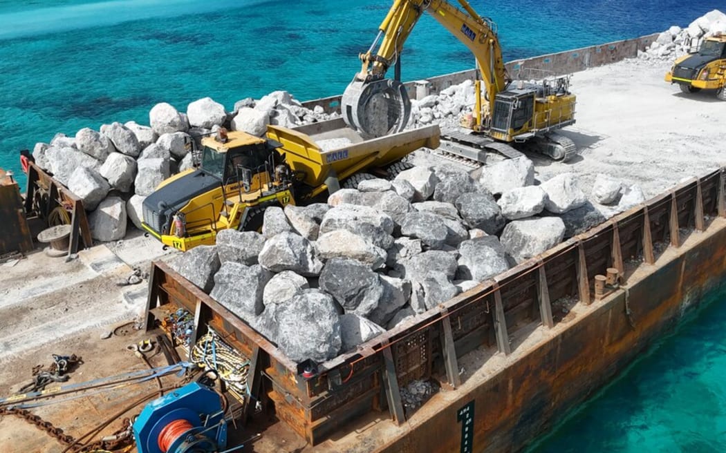 The Ebeye seawall will protect the island using rocks from a large quarry in the UAE.