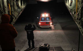 A C-130H Hercules carries out a medical evacuation in Antarctica.