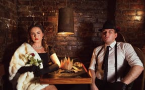 Queen Elizabeth (Meg Andrews) and Richard III (Chris Raven) in Auckland Shakespeare in the Park's 2025 production of Richard III.