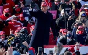 DUBUQUE, IOWA - NOVEMBER 01: President Donald Trump arrives at a campaign rally at Dubuque Regional Airport on November 1, 2020 in Dubuque, Iowa.