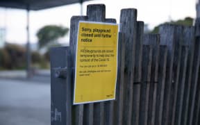 A playground in Oriental Bay closed off on 26 March, the first day of the nationwide lockdown.