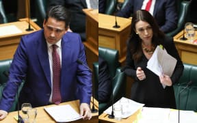 Leader of the Opposition Simon Bridges (left) and Prime Minister Jacinda Ardern (right) during question time.