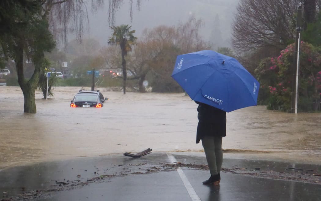 The Maitai River has broken its banks flooding central Nelson.