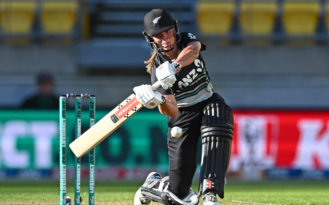 New Zealand's Jess Kerr plays a shot.