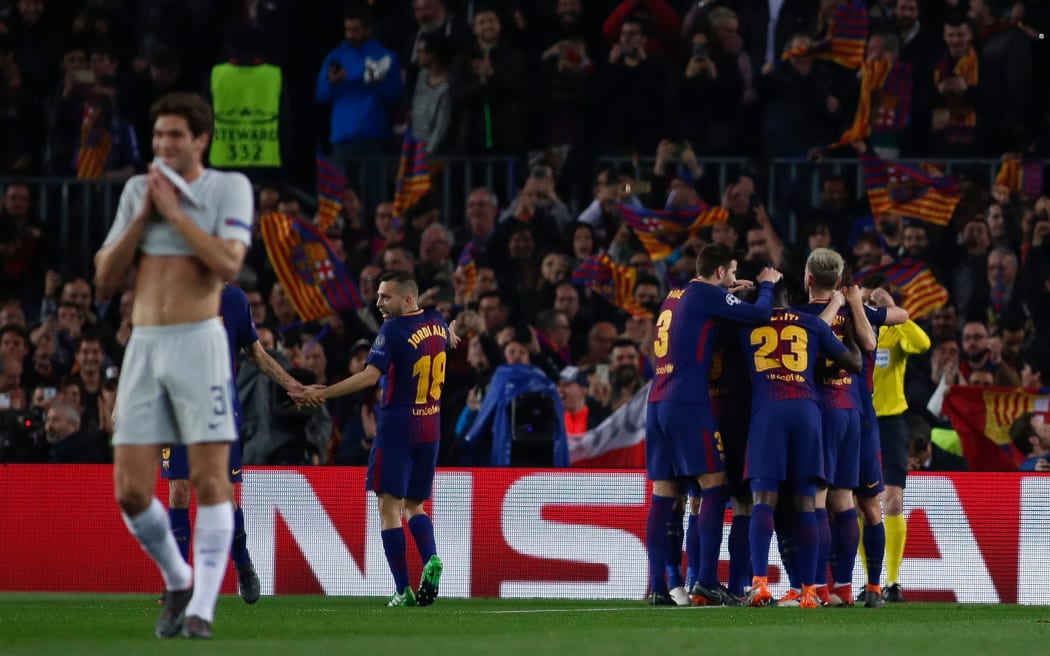 FC Barcelona celebrate a goal.