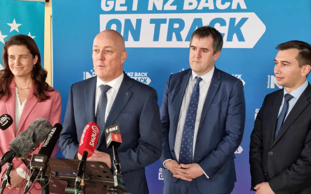 National’s Christopher Luxon answers questions from reporters.