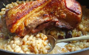 Pork Belly with Boston Baked Beans