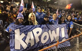 Samoan fans show support for Martin Taupau, who moved to the Toa from the Kiwis this week