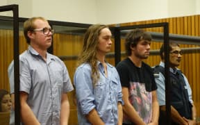 Daniel Gavin, Samuel Hawkins and Jayson Campbell (left to right) have been sentenced to home detention for the death of Hawera woman Christine Fairweather.