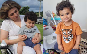 Mahshid Ahmadi Sianav and her son Hira Salehi.