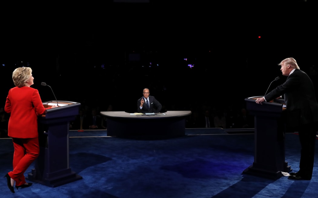 Democratic nominee Hillary Clinton and Republican nominee Donald Trump at the first US presidential debate in Long Island, New York.