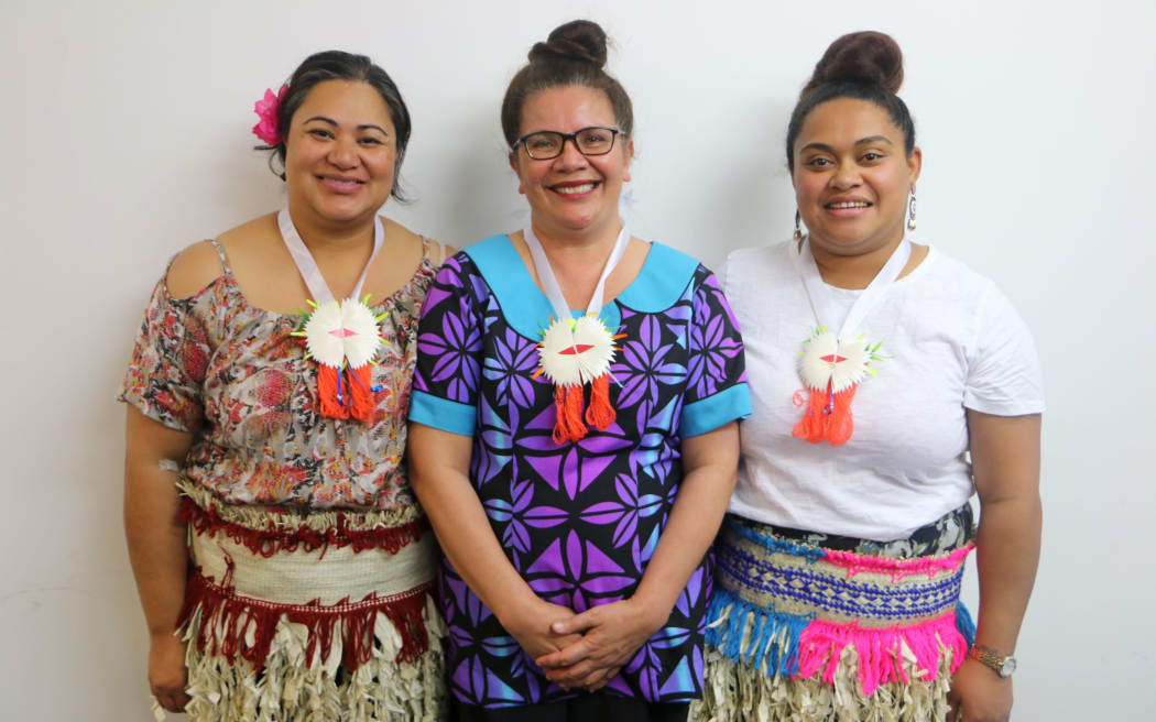 Mothers dressed in Rotuman attire: (left to right) Josie Parker, Victoria Molia and Ray Camaibau.