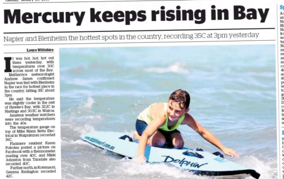 Temperatures still rising in Hawke's Bay Today.