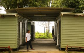 One of the first group of asylum seekers at the Manus Island centre in August 2013.