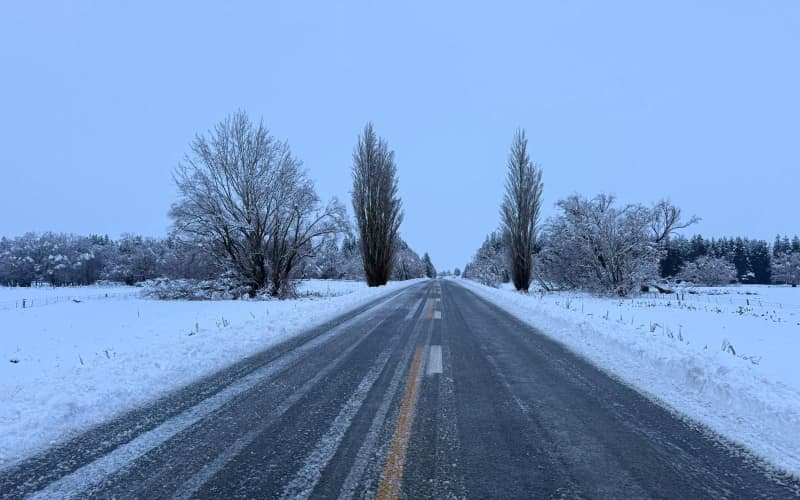 State Highway 8 between Fairlie and lake Tekapo earlier today.