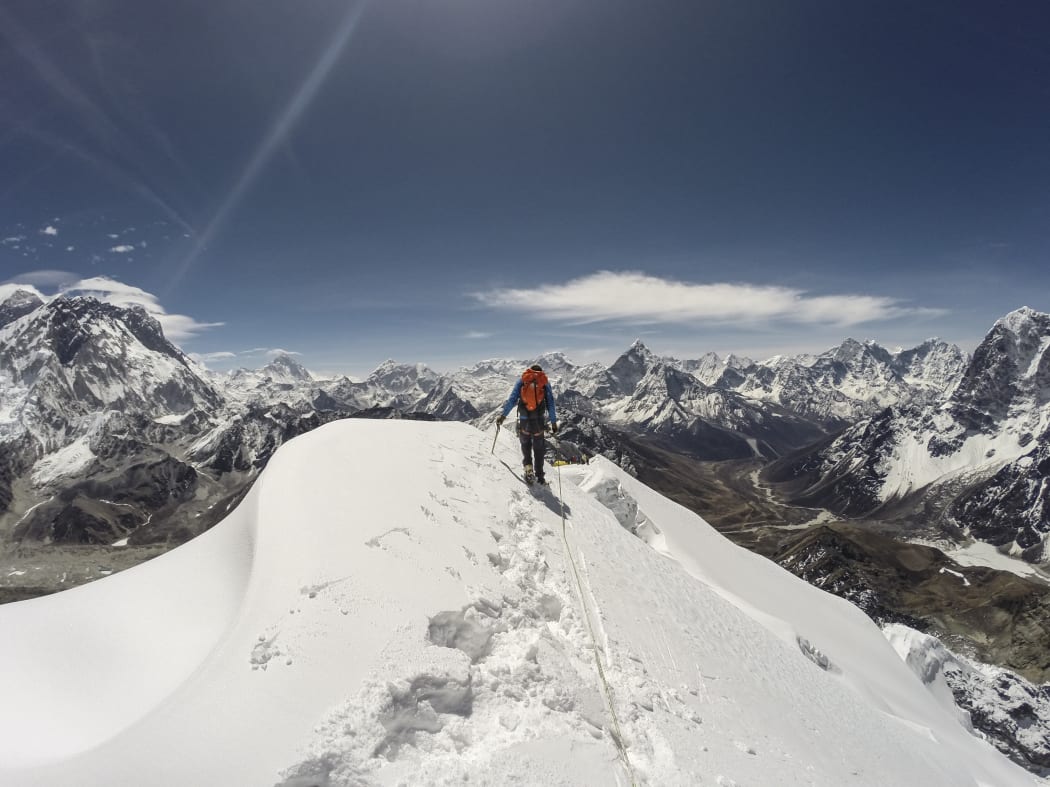 Sherpa climbing on Everest