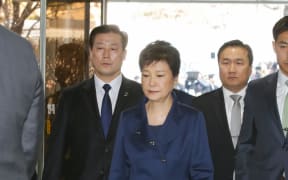 Ousted South Korean president Park Geun-hye arrives for a court hearing at the Seoul Central District Court on 30 March.