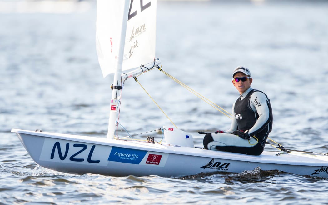 Andy Maloney sailing a Laser in 2015.