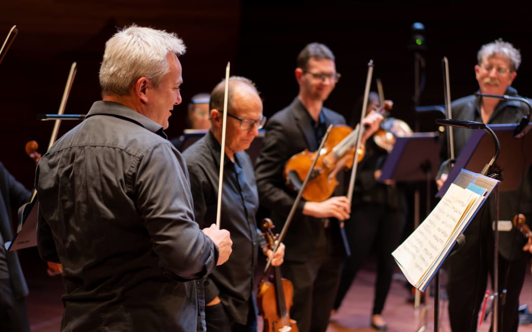 Members of the NZSO: Vesa-Matti Leppänen, Donald Armstrong, Alex McFarlane and Peter Barber