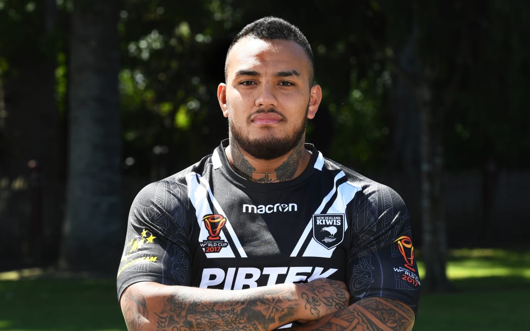 Portrait of NZ Kiwis player Addin Fonua-Blake.
2017 Rugby League World Cup. Turangawaewae Marae, Ngaruawahia. New Zealand. Thursday 19 October 2017 © Copyright Photo: Andrew Cornaga / www.Photosport.nz