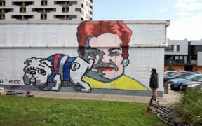 A mural of Pauline Hanson, by Melbourne artist Van T Rudd.