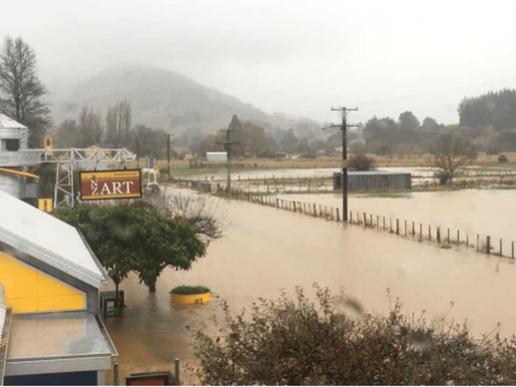 Little River, near Akaroa, under water