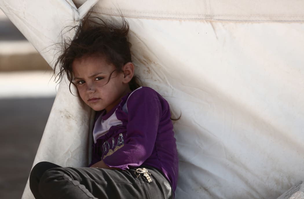 A Syrian child at a camp for those displaced from the rebel-held Syrian province of Idlib.