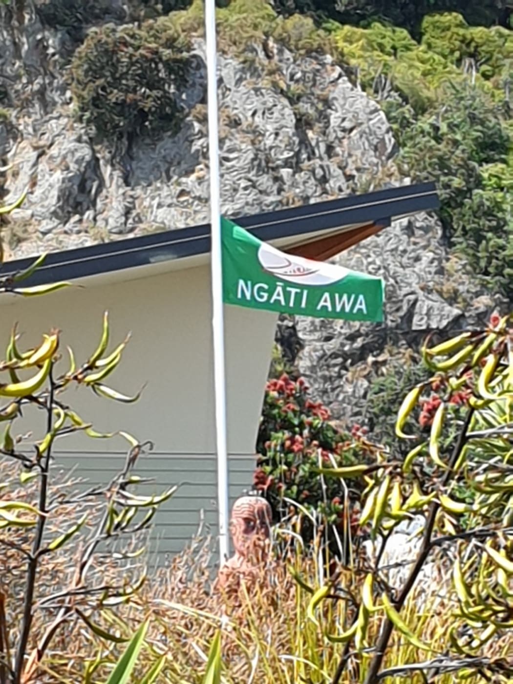 Flat at half mast at Te Mānuka Tūtahi marae today.