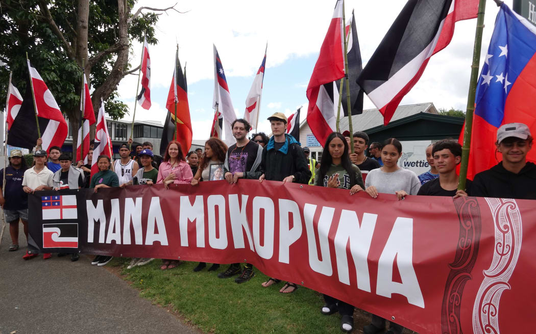 The hīkoi made its way through Kerikeri on Wednesday morning, on is way from Cape Rēinga to Waitangi.