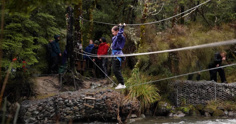 15 year old Brooklyn Ball making the first trip across the two-wire.