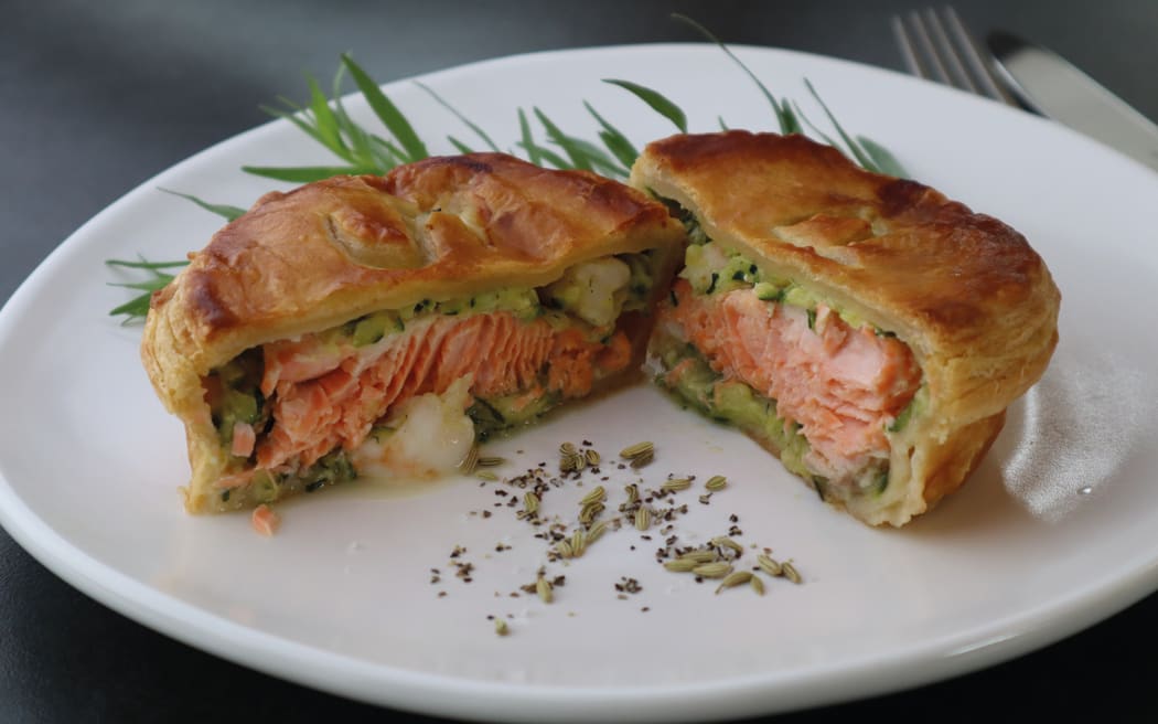 Salmon Prawn and Zucchini Pies from Who Made All the Pies: The ultimate collection of pastry treats for every Kiwi household by Wendy Morgan, photography by Wendy Morgan, published by Bateman Books