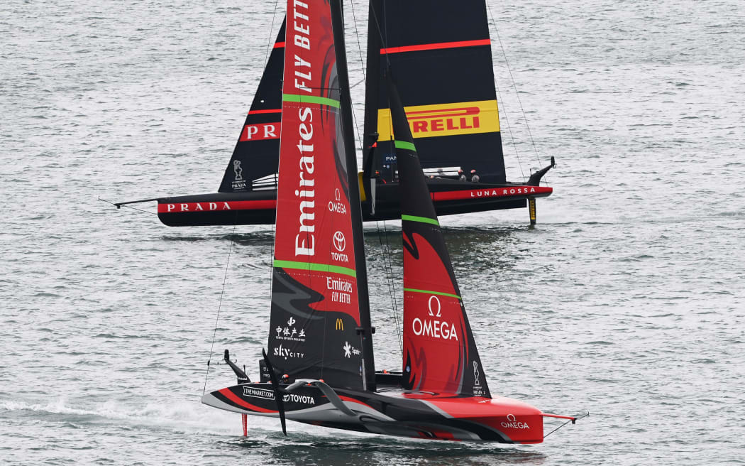 Team New Zealand v Luna Rossa. Race 9, America's Cup 2021.
