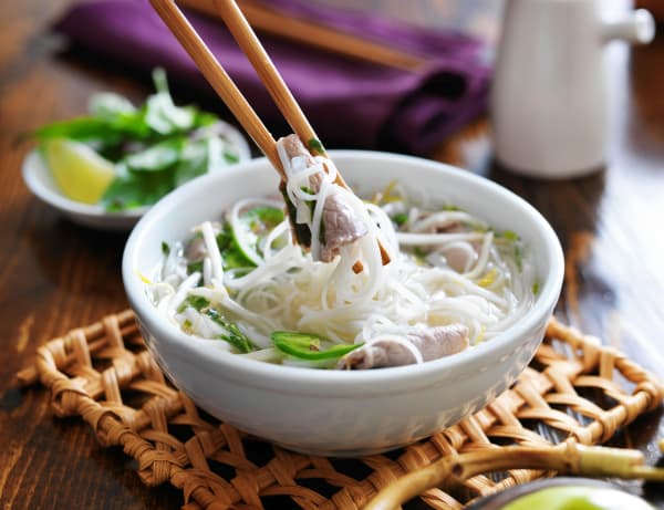 A picture of the noodle dish, Vietnamese pho.